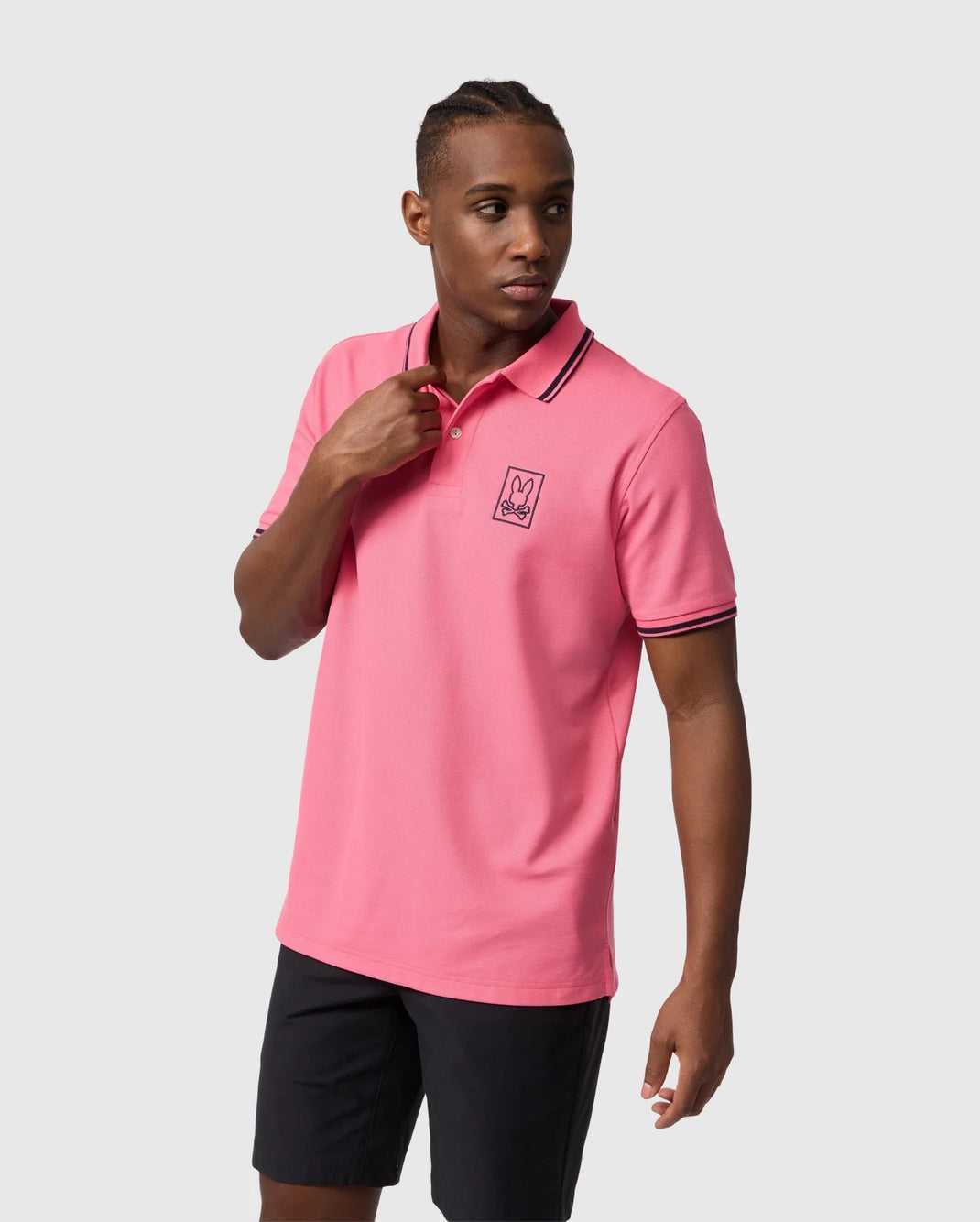 Polos Psycho Bunny Arcadia Pique Polo Shirt Rose Homme | RMW-45334517